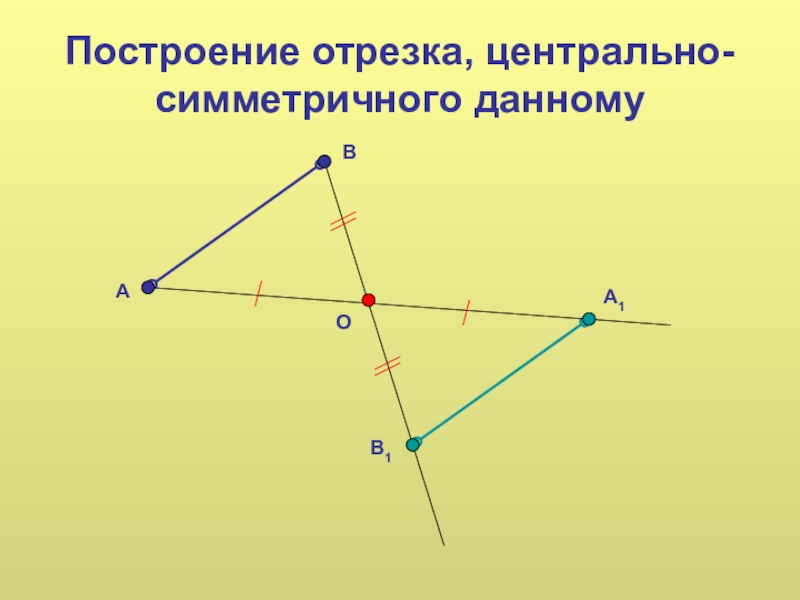 Отрезок равный данному. Построение отрезка симметричного данному. Построение симметричных отрезков. Как построить отрезок симметричный данному. Начертить отрезок симметричный данному.