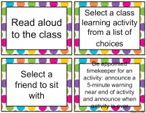 Read aloud to the class
Select a friend to sit with
Select a class learning