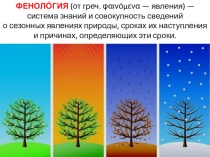 ФЕНОЛО́ГИЯ  (от греч.  φαινόμενα  — явления) — система знаний и совокупность