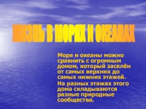 Моря и океаны можно сравнить с огромным домом, который заселён от самых верхних