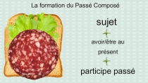 La formation du Passé Composé
sujet
avoir/être au présent
participe passé
