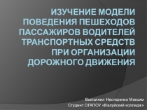 Изучение модели поведения пешеходов пассажиров водителей транспортных средств