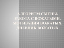 Алгоритм смены. Работа с вожатыми. Мотивация вожатых. Дневник вожатых