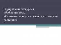 Виртуальная экскурсия обобщения темы Основные процессы жизнедеятельности