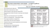 Научная концепция экспозиции – алгоритм работы
Экспозиционный замысел
Научная