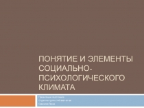 Понятие и элементы социально-психологического климата