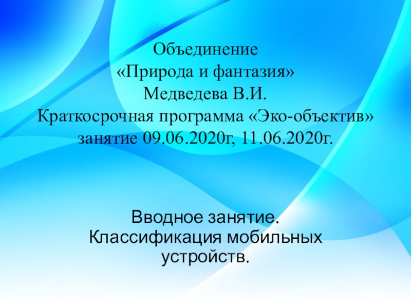 Презентация Объединение Природа и фантазия Медведева В.И. Краткосрочная программа