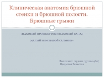 Клиническая анатомия брюшной стенки и брюшной полости. Брюшные грыжи