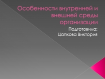 Особенности внутренней и внешней среды организации