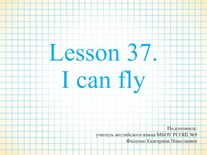 Lesson 37. I can fly