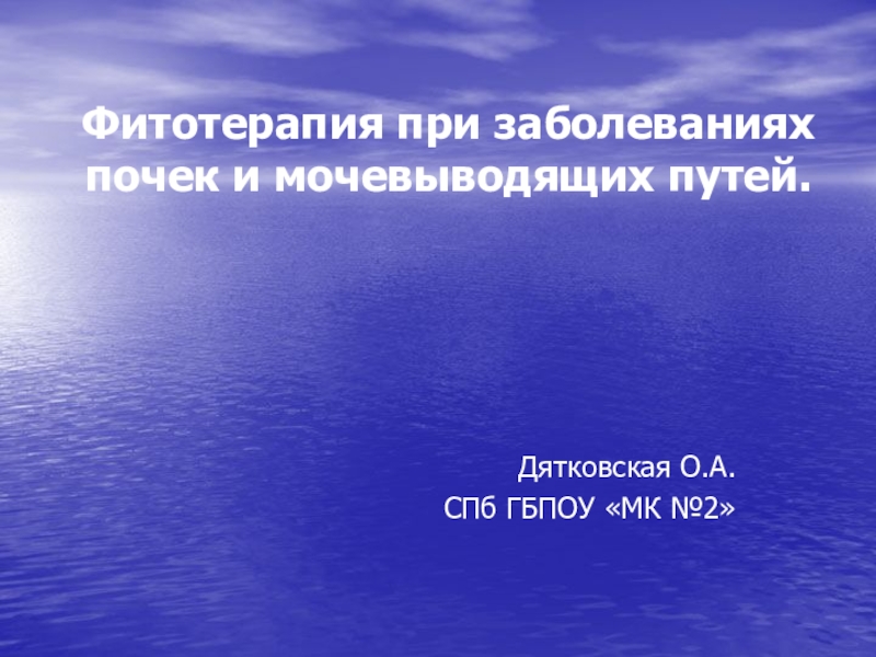 Презентация Фитотерапия при заболеваниях почек и мочевыводящих путей