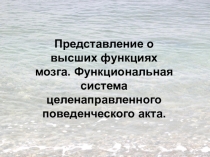 Представление о высших функциях мозга. Функциональная система целенаправленного