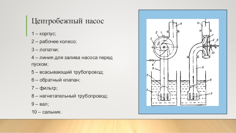 Основные типы насосов. Лопатки центробежного насоса. Нагнетательная линия центробежного насоса. Нагнетательный трубопровод насоса. Залив насоса перед пуском.