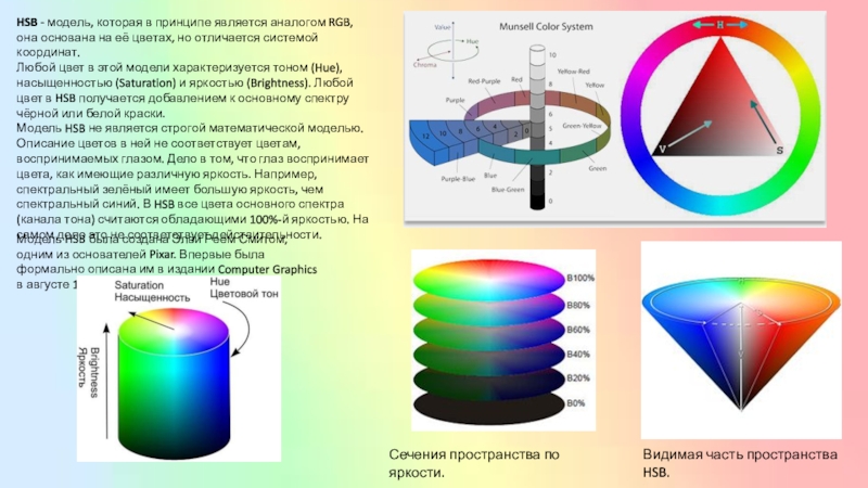 Цветовой моделью является. Описать цветовые модели HSB. Цветовая модель HSB является. Цветовая модель в которой цвета характеризуются тоном. Аппаратно независимые цветовые модели.
