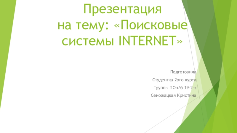 Поисковые системы INTERNET