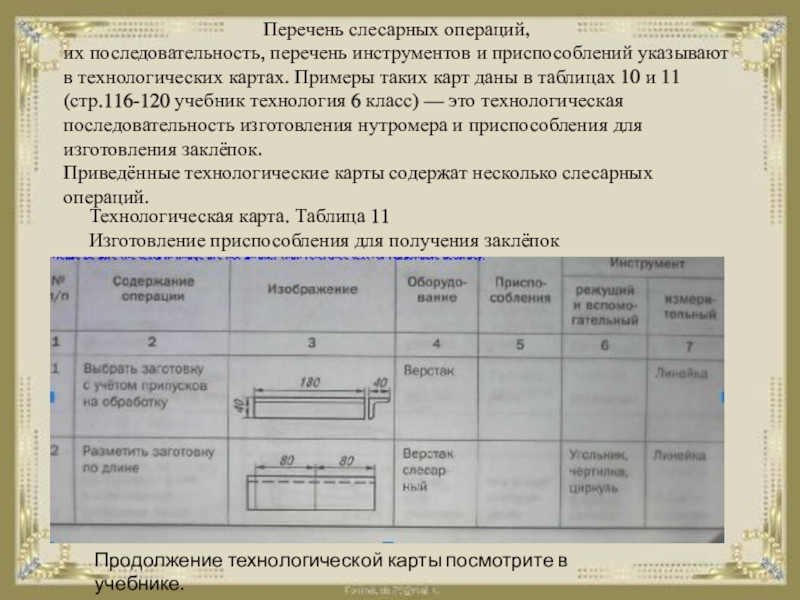 Технологическая операция технологическая карта