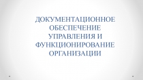 ДОКУМЕНТАЦИОННОЕ ОБЕСПЕЧЕНИЕ УПРАВЛЕНИЯ И ФУНКЦИОНИРОВАНИЕ ОРГАНИЗАЦИИ