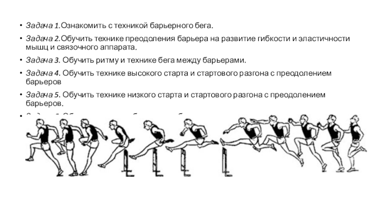 Задачи бега. Этапы преодоления барьера. История барьерного бега. Этапы преодоления барьера в беге. Задачи барьерного бега.