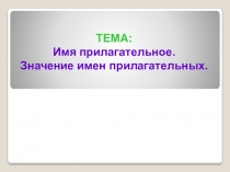 ТЕМА:
Имя прилагательное.
Значение имен прилагательных