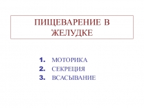 ПИЩЕВАРЕНИЕ В ЖЕЛУДКЕ