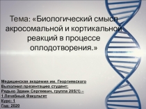 Тема:  Биологический смысл акросомальной и кортикальной реакций в процессе