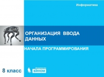 ОРГАНИЗАЦИЯ ВВОДА ДАННЫХ
НАЧАЛА ПРОГРАММИРОВАНИЯ