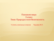 Познание мира
3 класс
Тема: Природа и моя безопасность
Учитель начальных