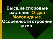 Высшие споровые растения. Отдел Моховидные. Особенности строения мхов