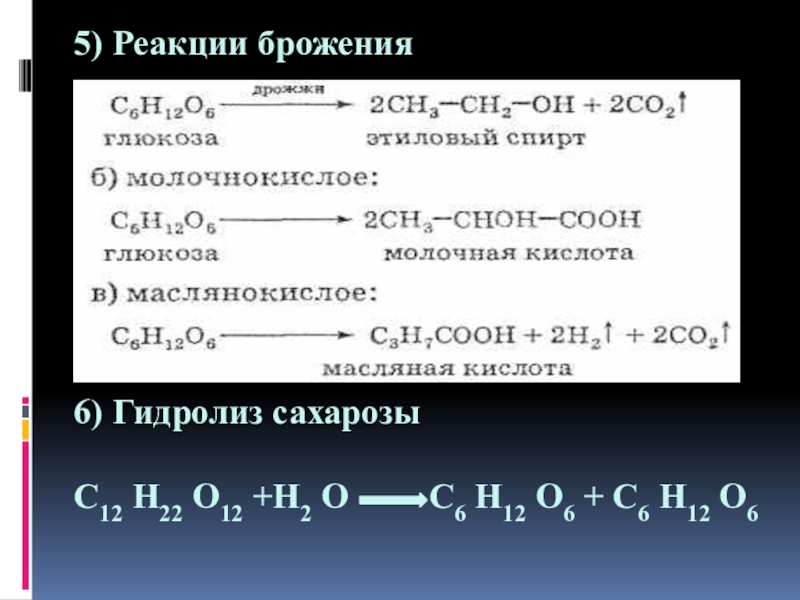 Пятерка реакции. Реакция брожения. Гидролиз сахарозы реакция. C6h12o6 брожение реакция. C6h12o6 реакция.