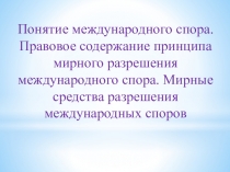 Понятие международного спора. Правовое содержание принципа мирного разрешения