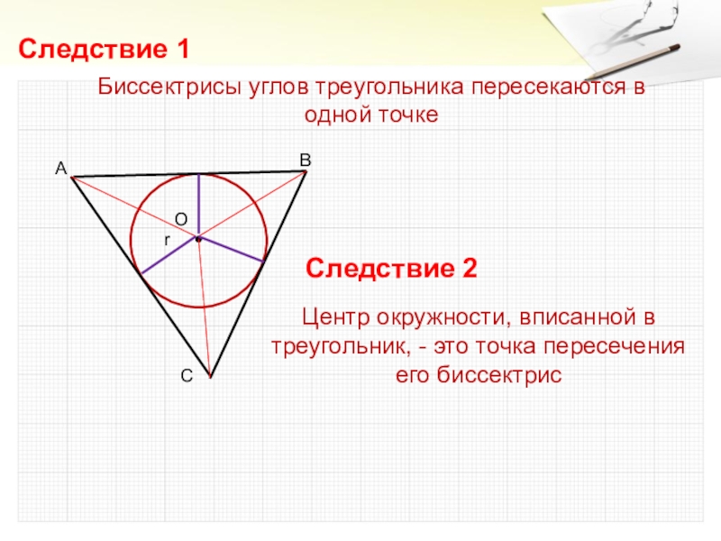 На рисунке 129 точка о центр вписанной окружности