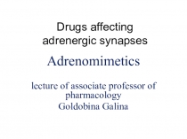 Drugs affecting adrenergic synapses