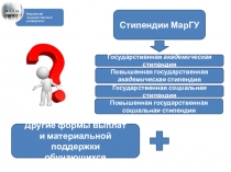 Стипендии МарГУ
Государственная академическая стипендия
Повышенная
