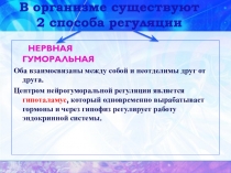 В организме существуют 2 способа регуляции