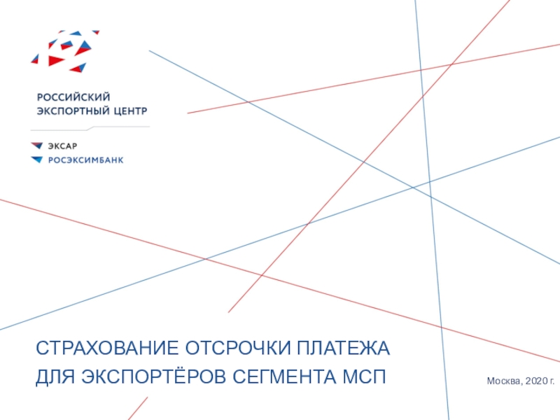 Страхование отсрочки платежа для экспортёров сегмента мСП
Москва, 2020 г