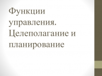Функции управления. Целеполагание и планирование