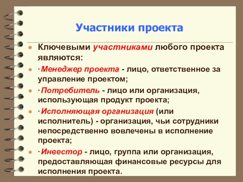 Руководитель проекта относится к а активным непосредственным участникам