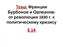 Тема: Франция Бурбонов и Орлеанов: от революции 1830 г. к политическому кризису