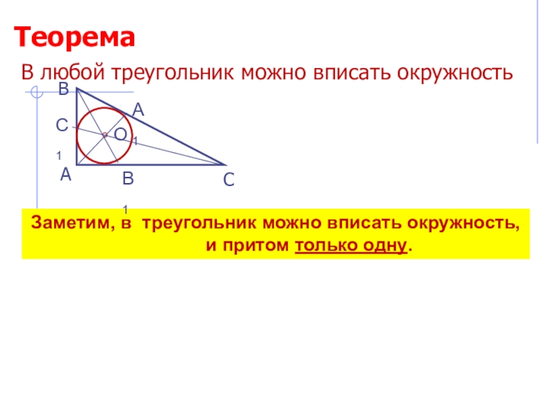 В любой треугольник можно вписать окружность рисунок