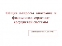 Общие вопросы анатомии и физиологии сердечно-сосудистой системы