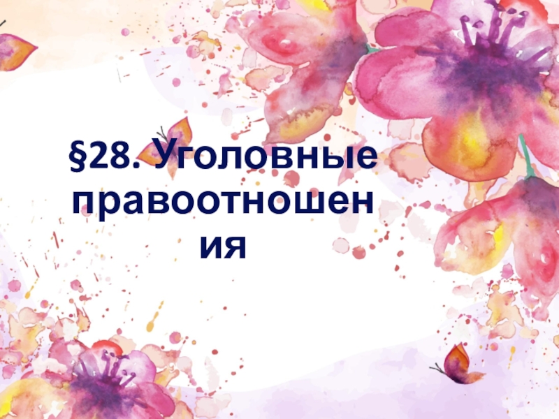 28. Уголовные правоотношения