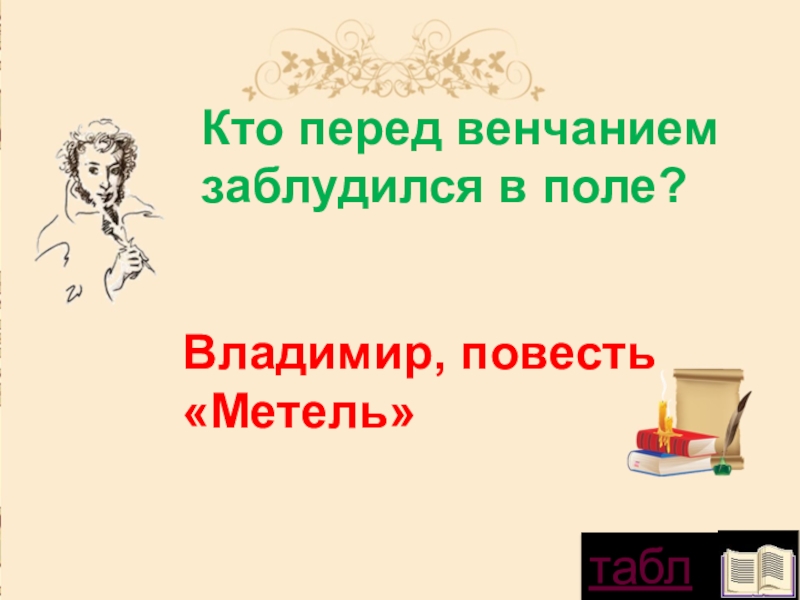 Перед произведением. Повесть метель Владимир. Перед венчанием заблудился в поле Пушкин.