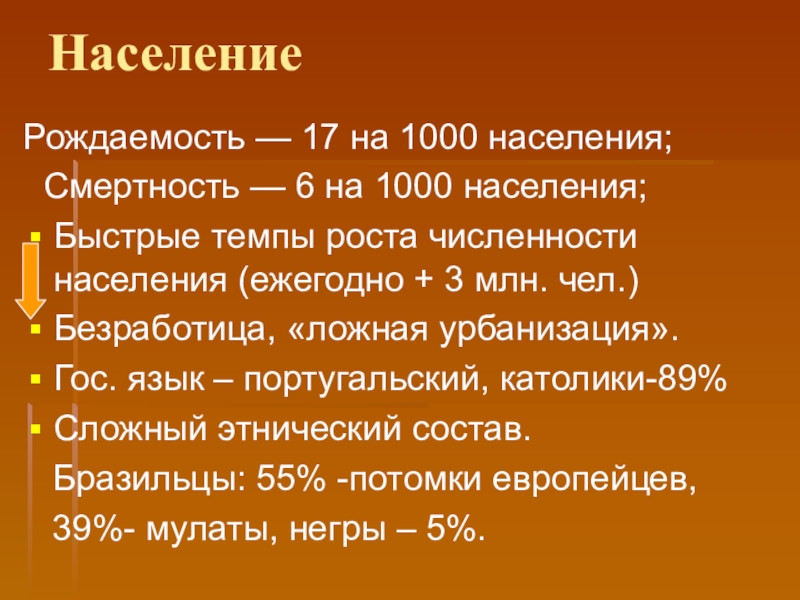 Рождаемость населения бразилии