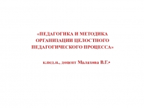 ПЕДАГОГИКА И МЕТОДИКА ОРГАНИЗАЦИИ ЦЕЛОСТНОГО ПЕДАГОГИЧЕСКОГО ПРОЦЕССА