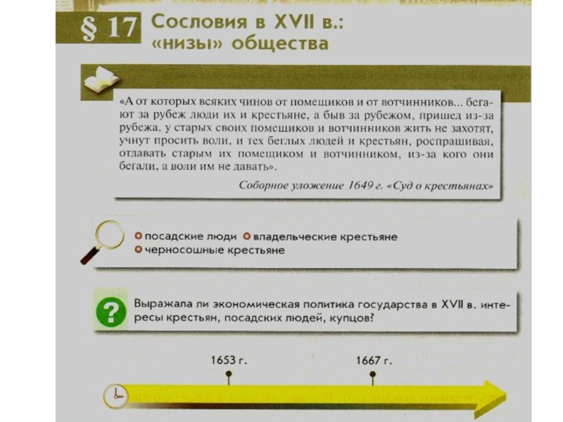 Сословия в 17 веке низы общества