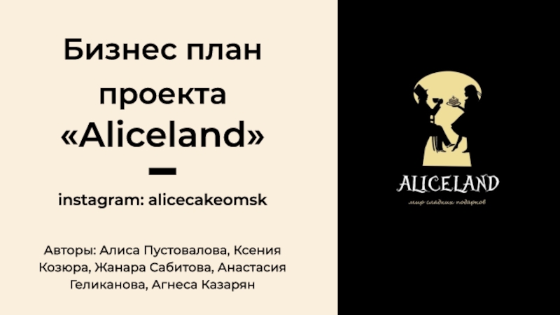 Презентация Бизнес план проекта Aliceland