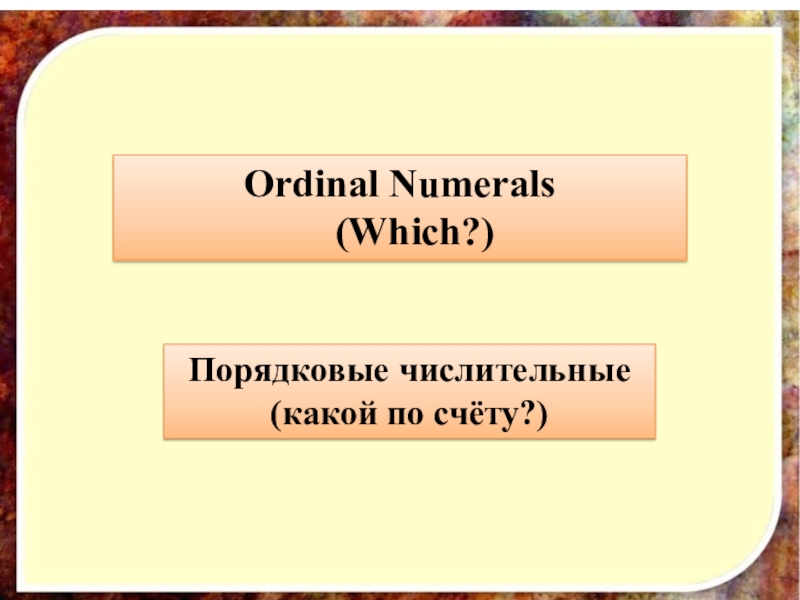 Ordinal Numerals
(Which?)
Порядковые числительные ( какой по счёту?)
