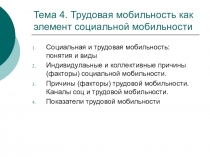 Тема 4. Трудовая мобильность как элемент социальной мобильности