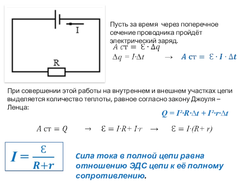 Презентация по теме электродвижущая сила закон ома для полной цепи 10 класс