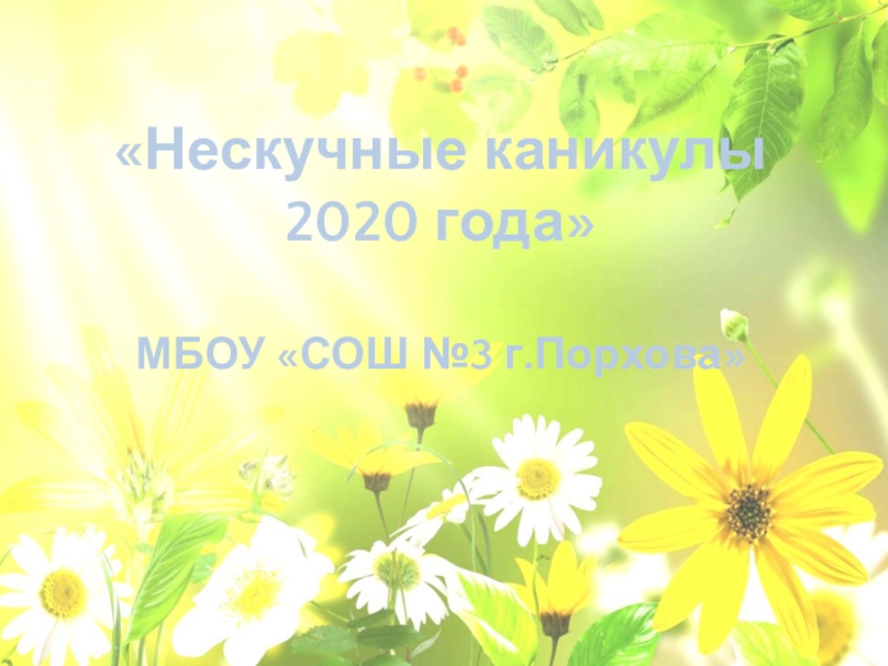 Нескучные каникулы
2020 года 
МБОУ СОШ №3 г.Порхова
